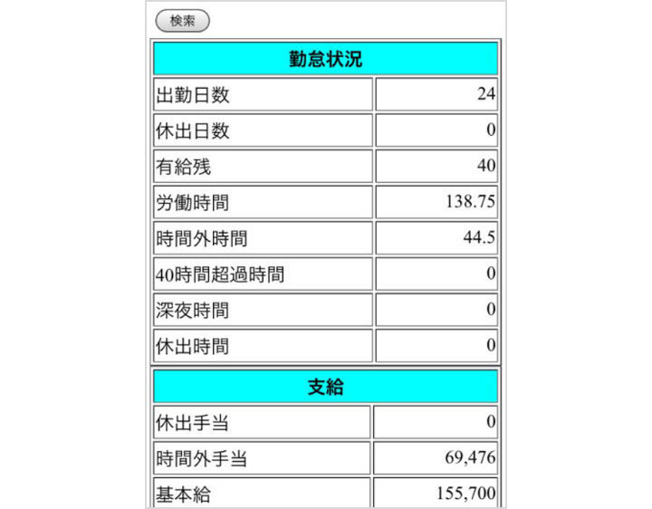 給与明細も閲覧可能